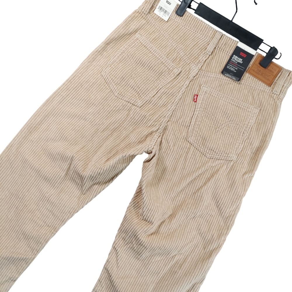 Levi's Ribcage Straight Ankle Pants Women 31x27 Tan Corduroy Super High Rise